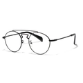Retro round double bridge metal glasses frame with a minimalist black punk design - Black