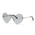 Lunettes de soleil cœur sans monture avec verres gris clair et branches dorées - Gris clair