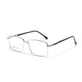 Montura clásica de gafas rectangulares en acero inoxidable plateado con estilo vintage - Plateado