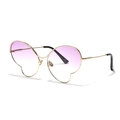 Übergroße Schmetterlings-Sonnenbrille mit goldenem Metallrahmen und lila Verlaufsgläsern - Lavendel