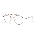 Retro round double bridge metal glasses frame in rose gold for a vintage fashion look - Pink