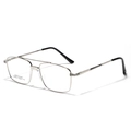 Silver double-bridge stainless steel square frame glasses with vintage engraved temples - Silver