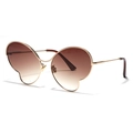 Überdimensionale Schmetterlings Sonnenbrille mit Goldrahmen und braunem Verlaufsgla - Verlaufstee