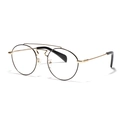 Retro round double-bridge metal glasses frame in black and gold with a punk aesthetic - Gold