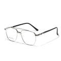 Gafas de aviador de acero inoxidable plateado con doble puente y puntas negras - Plateado