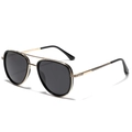 Polarized TR90 sunglasses with gold metal frame and black lenses in aviator style - Gold Black