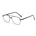 Montura de gafas aviador clásicas en acero negro con diseño vintage de doble puente - Negro