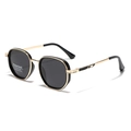 Polarisierte TR90 Sonnenbrille mit schwarzem Polygon-Rahmen und Gold-Akzenten - Gold Schwarz