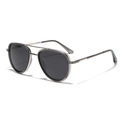 Classic aviator polarized sunglasses with TR90 double bridge frame and grey lenses - Transparent Gray