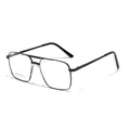 Classic black stainless steel aviator square frame glasses with a double bridge design - Black
