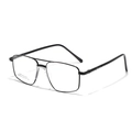 Classic matte black double bridge stainless steel eyeglass frames with thin square lines - Black