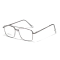 Classic double bridge square metal frame glasses in gunmetal finish for men and women - Gunmetal