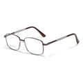 Brown stainless steel square glasses frame with sleek metal temples and non-slip tips - Brown