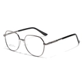 Montura de gafas de metal poligonal gris plomo con puente de silla y diseño retro - Color gunmetal