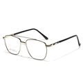 Montura de gafas cuadrada de acero inoxidable en negro y dorado doble puente SA8613 - Dorado