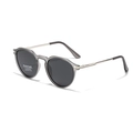 Polarized TR90 round sunglasses with smoky transparent frames and UV400 protection - Transparent Gray