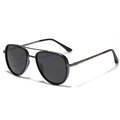 Men's TR90 pilot sunglasses with black metal frame and polarized lenses - Matte Black