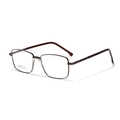 Classic retro square stainless steel glasses frame with slim metal temples in bronze finish - Brown