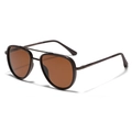 Classic pilot polarized sunglasses with brown lenses and a gunmetal double-bridge frame - Matte Tea