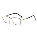 Montura de gafas cuadrada de metal con patillas de acero inoxidable en negro y oro - Dorado