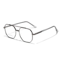 Gafas aviador de acero inoxidable plateado con doble puente y montura poligonal irregular - Color gunmetal