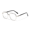 Montura de gafas cuadrada minimalista de metal con doble puente para hombres y mujeres - Plateado
