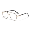 Montura de gafas poligonal moderna en oro y negro de acero inoxidable con doble puente - Dorado