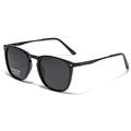Classic black TR90 square polarized sunglasses with retro rivets and UV400 protection - Bright Black