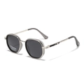 Lunettes de soleil TR90 TAC polarisées avec monture argentée et verres gris UV400 - Gris Transparent