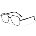 Gafas aviador de acero inoxidable negro con montura geométrica y estructura de doble puente - Negro