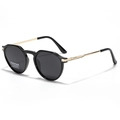 Occhiali da sole polarizzati TR90 neri con montatura poligonale e aste in metallo oro - Oro Nero