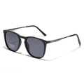 Polarized TR90 square sunglasses with matte black frame and gunmetal gray metal arms - Matte Black