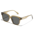 Modern square transparent brown sunglasses with rivets and dark grey lenses for men - Olive Green