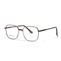 Square bronze metal glasses frame with clear lenses and stainless steel temples - Brown