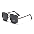 Classic square black TR90 polarized sunglasses with UV400 protection and metal details - Matte Black
