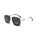 Classic square polarized pilot sunglasses with black and gold frames and grey lenses - Gold Black