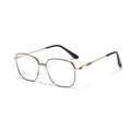 Montura de gafas cuadrada en acero inoxidable negro y dorado con un diseño minimalista moderno - Dorado