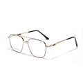 Classic double-bridge square metal aviator glasses frame in polished gold finish - Gold