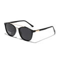Gafas de sol redondas polarizadas con doble puente metálico y montura negra de TR90 - Dorado Negro