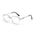 Gafas de montura metálica cuadrada plateada minimalista con patillas de acero inoxidable - Plateado