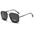 Polarized square sunglasses for men with black TR90 frame and UV400 grey lenses - Matte Black