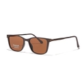 Classic square TR90 polarized sunglasses in dark brown with metal texture temples - Matte Tea