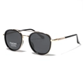 Occhiali da sole rotondi polarizzati con doppio ponte metallico e protezione UV400 - Oro Nero