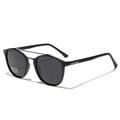 Gafas de sol polarizadas retro con montura metálica de doble puente y acabado TR90 negro brillante - Negro mate