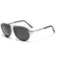 Classic polarized aviator sunglasses with grey semi-transparent TR90 frames and metal arms - Transparent Gray