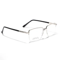 Gafas rectangulares de media montura plateadas con patillas negras y bisagra de metal - Plateado