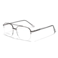 Gunmetal semi-rimless double bridge square pilot glasses frame in stainless steel - Gunmetal