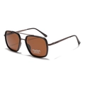 Lunettes de soleil carrées TR90 polarisées avec verres marron et branches texturées - Thé Mat