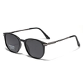 Classic round polarized TR90 sunglasses with UV400 protection and grey lenses - Matte Black