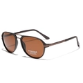 Polarized TR90 aviator sunglasses for men and women with UV400 brown lenses and metal frame - Matte Tea